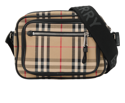 Paddy Check Messenger, &pound;395, Handbags, Black/Brown/Cream/Red, Canvas, Front view